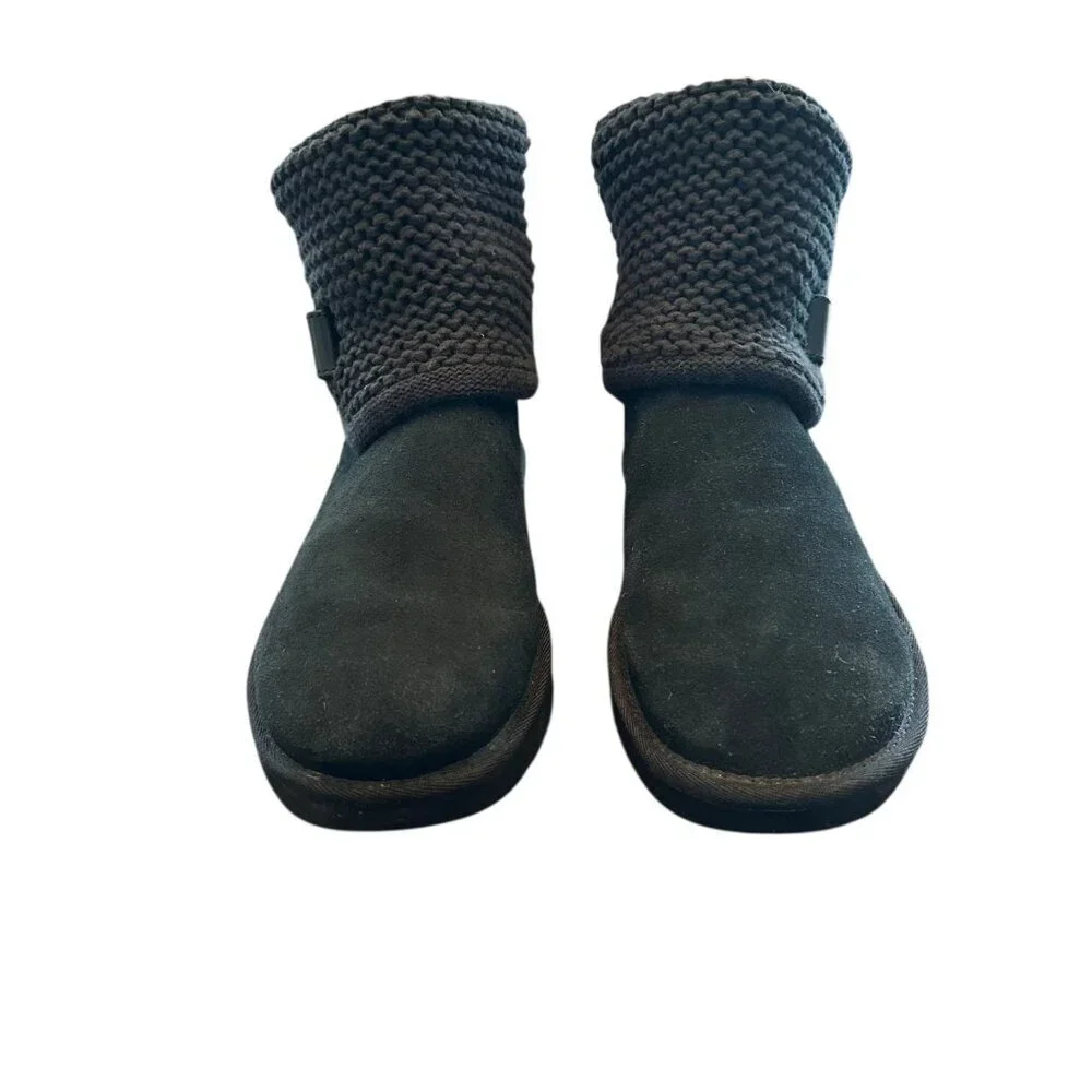 UGG Shaina Black Suede Sweater Boot Size 7